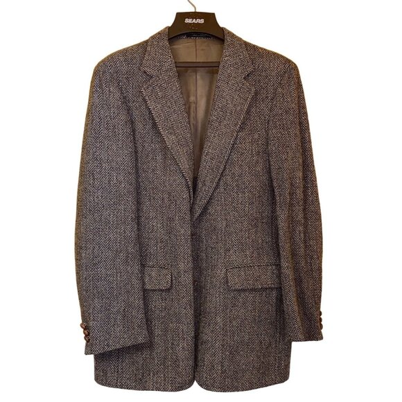 Stanley Blacker Tweed Blazer 44 Men Brown Harris Academy Award Clothes Los Angel - Picture 1 of 11